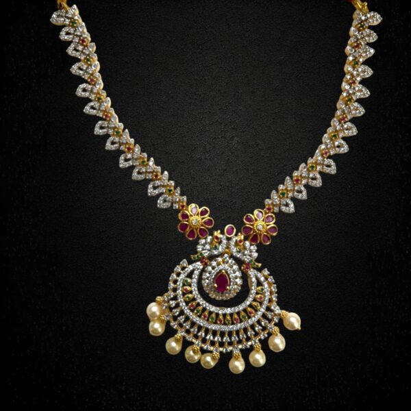 CZ Royal Necklace Set with Matching Earrings – Perfect for Weddings and Festive Occasions - Image 3