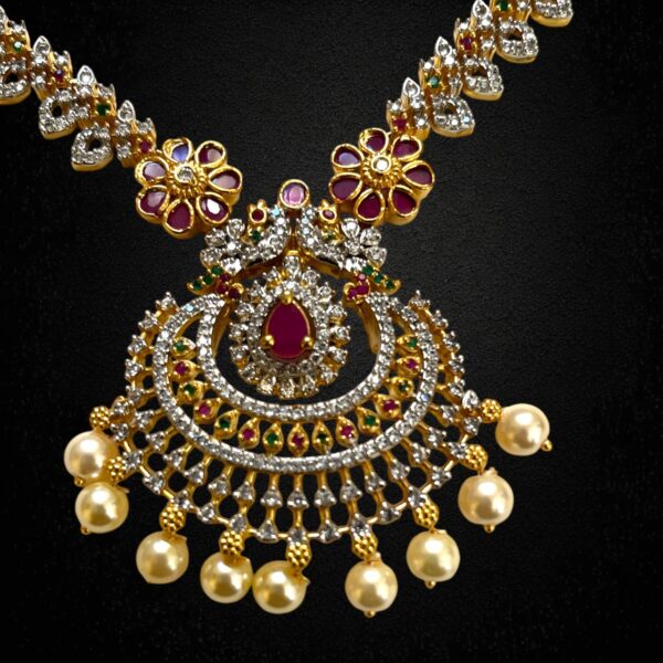 CZ Royal Necklace Set with Matching Earrings – Perfect for Weddings and Festive Occasions - Image 4