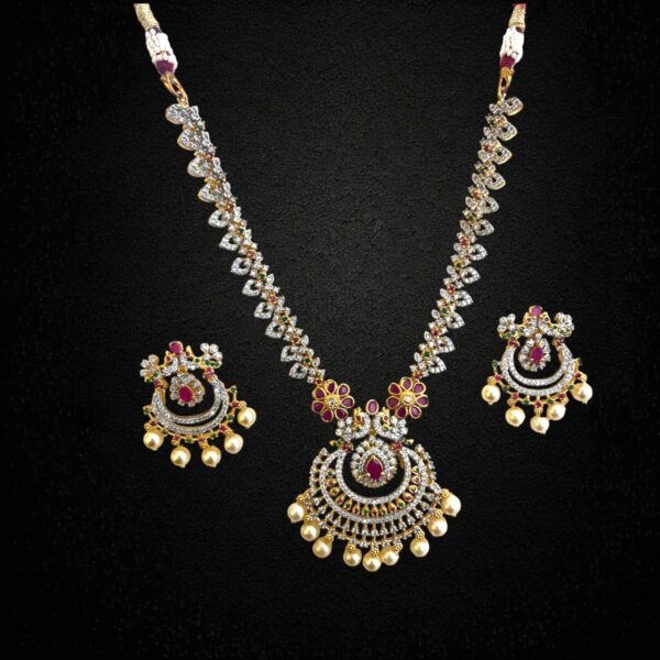 CZ Royal Necklace Set with Matching Earrings – Perfect for Weddings and Festive Occasions