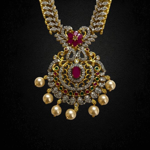 CZ Royal Necklace Set with Matching Earrings – Perfect for Weddings and Festive Occasions - Image 3