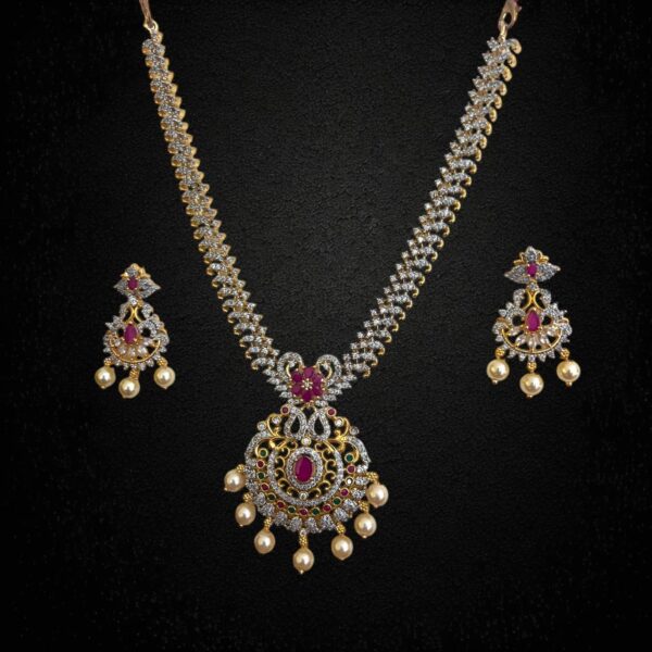 CZ Royal Necklace Set with Matching Earrings – Perfect for Weddings and Festive Occasions