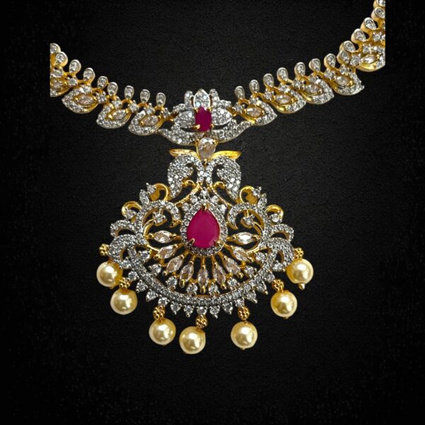 CZ Royal Necklace Set with Matching Earrings – Perfect for Weddings and Festive Occasions - Image 3