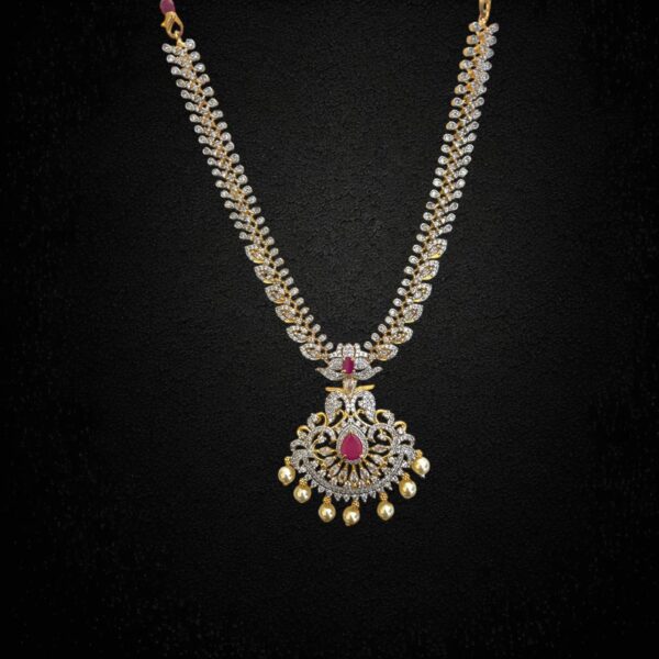 CZ Royal Necklace Set with Matching Earrings – Perfect for Weddings and Festive Occasions - Image 4