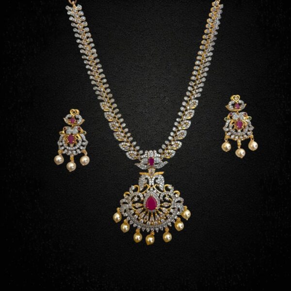 CZ Royal Necklace Set with Matching Earrings – Perfect for Weddings and Festive Occasions