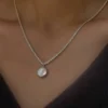 Sterling Silver Oval Pendant Necklace | Minimalist Chain Necklace | Women's Jewelry - Image 2